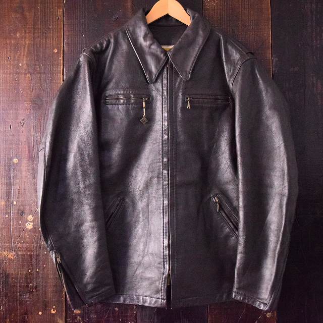 60's〜70's BATES レザー シングル ライダースジャケット ブラック