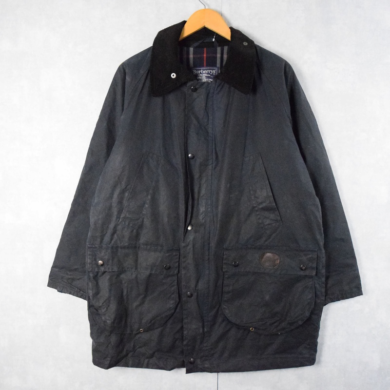 90s 90年代 バーバリー イングランド製 紺 ネイビー オイルドコットン