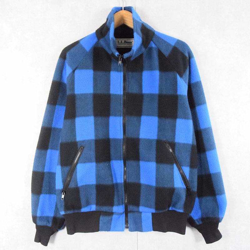 80s 80年代 エルエルビーン 青 ブルー ブロックチェック柄 フリース
