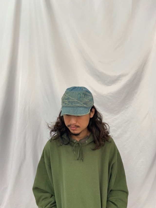 キャピタル ブランド アーカイブ 帽子 デニム クラッシュ ボロ加工