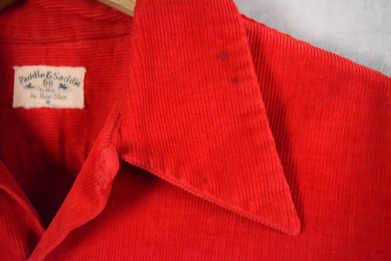 50s 50年代 長袖 ループカラー 赤 レッド 開襟シャツ│ヴィテージ古着