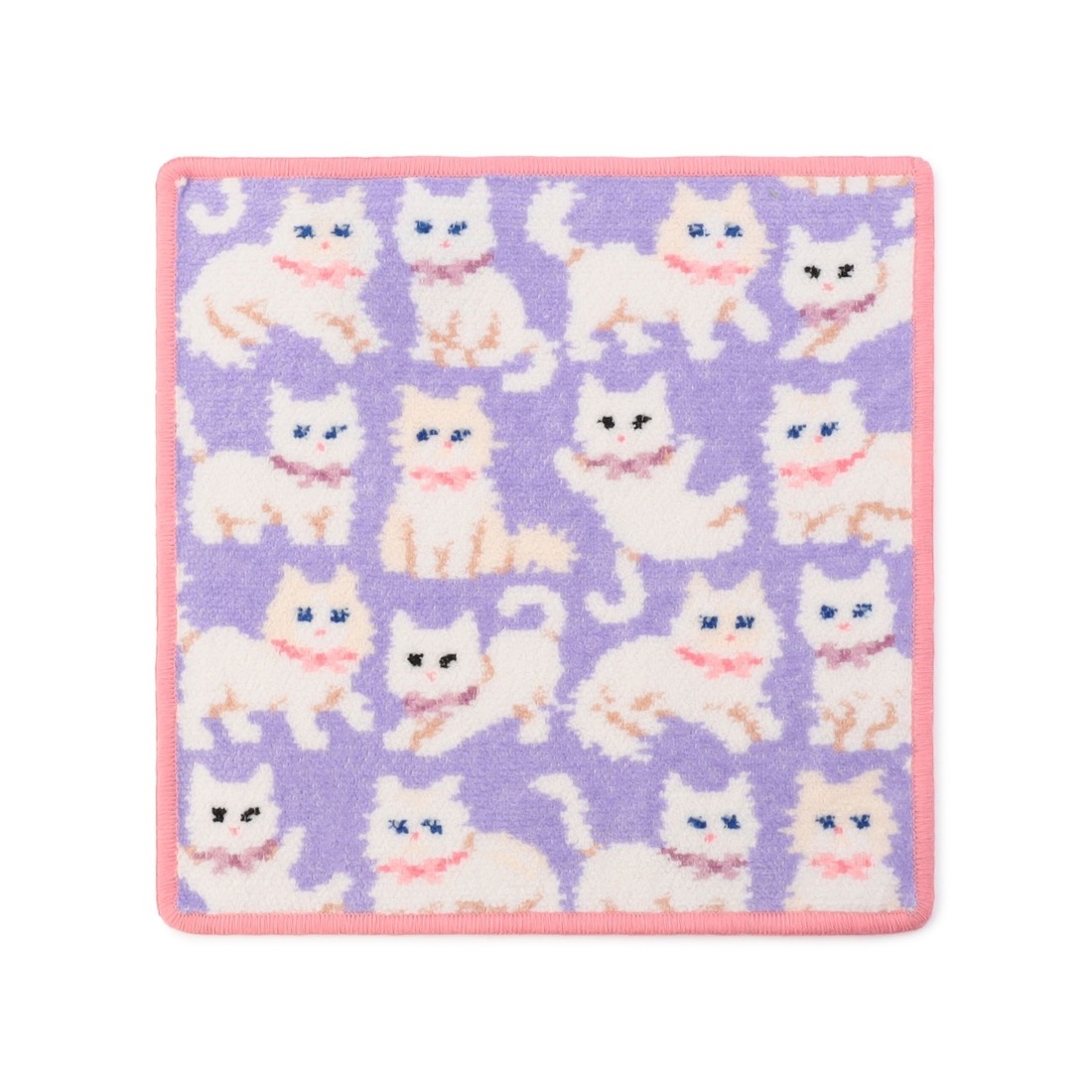 モフモフネコチャン ハンカチ（WEB限定）(ペールパープル×ピンク