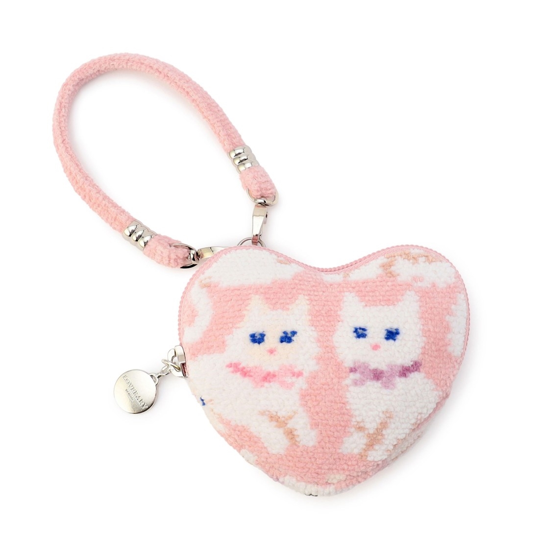 モフモフネコチャン ハート型ポーチ L/MNC-260284(ペールピンク