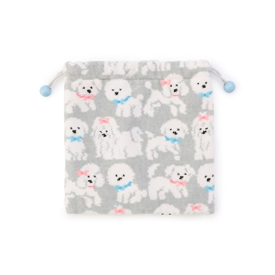 モフモフワンチャン 巾着 L/MWC-257366(シルバーグレー): LOVERARY BY