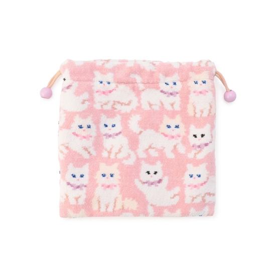 モフモフネコチャン 巾着 L/MNC-260283(ペールピンク): LOVERARY BY