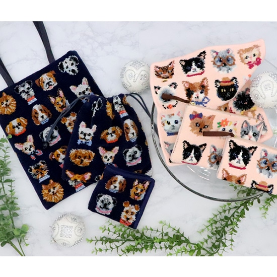 ラブラリープリティーキャッツ ハンカチ(ペールアプリコット