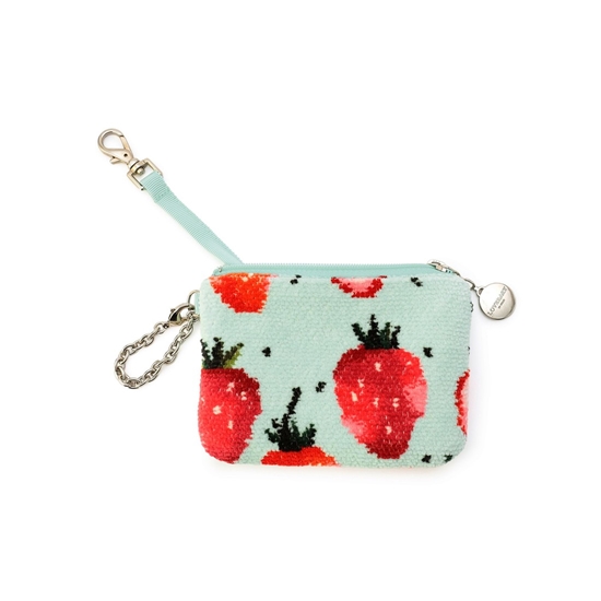 ストロベリードット キー＆カードポーチ L/STD-260089(ペールグリーン
