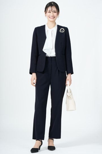THE SHOP TK メタル釦ジャケットネイビーパンツスーツセット (L) を
