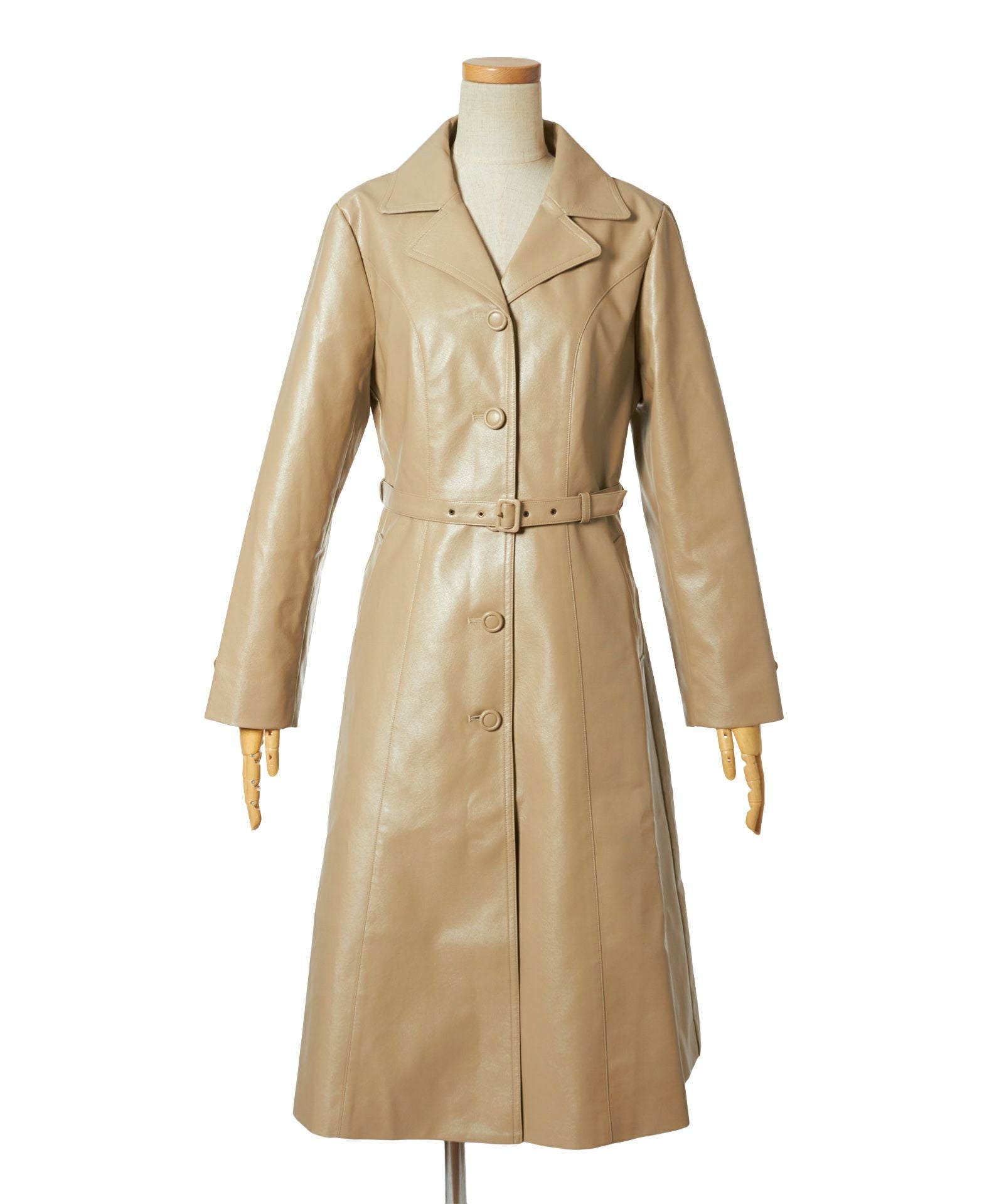 □フェイクレザー開衿コート/an another angelus [47BD03j003] | F