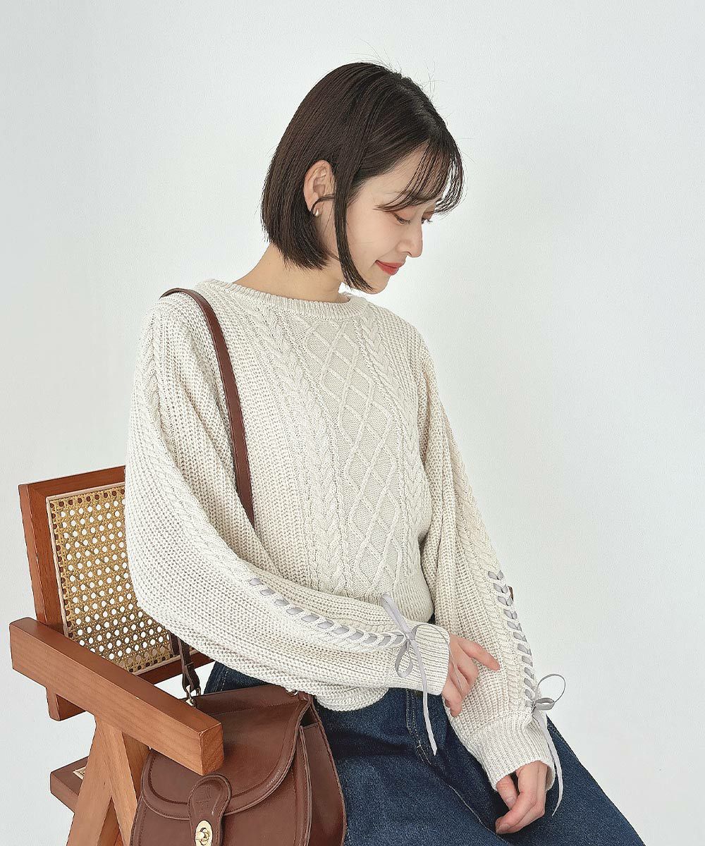 プチレースアップケーブルニットプルオーバー/F i.n.t [55AJ03j003