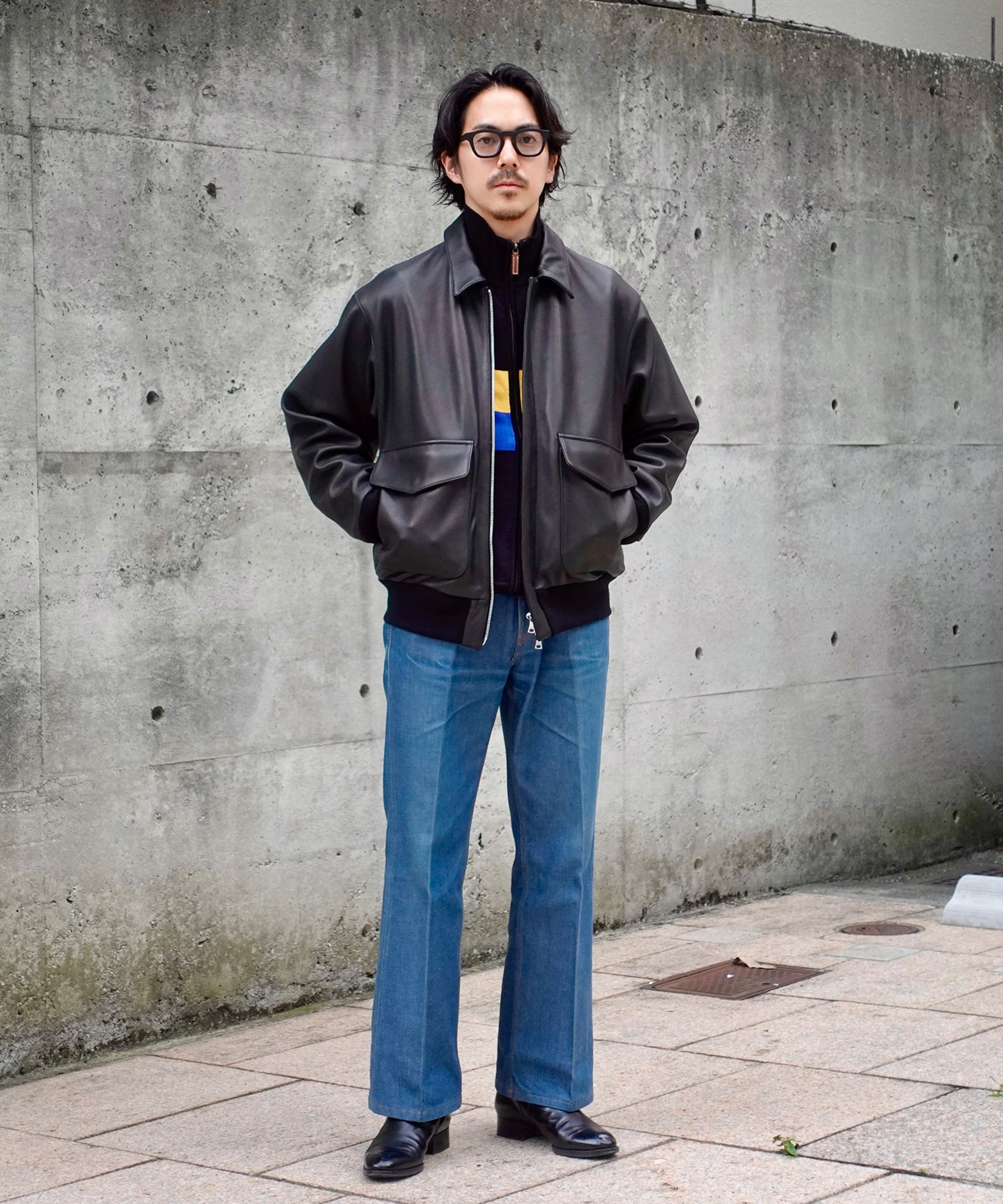 LAMB LEATHER A-2 JACKET (Black)｜ラムレザーA2ジャケット – FIDELITY