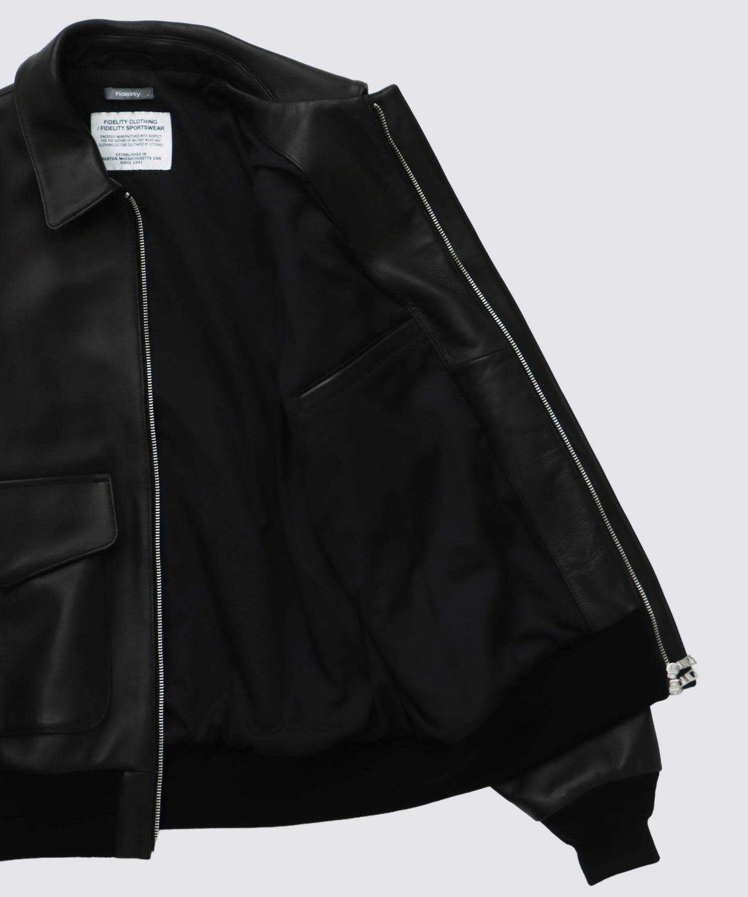 LAMB LEATHER A-2 JACKET (Black)｜ラムレザーA2ジャケット – FIDELITY