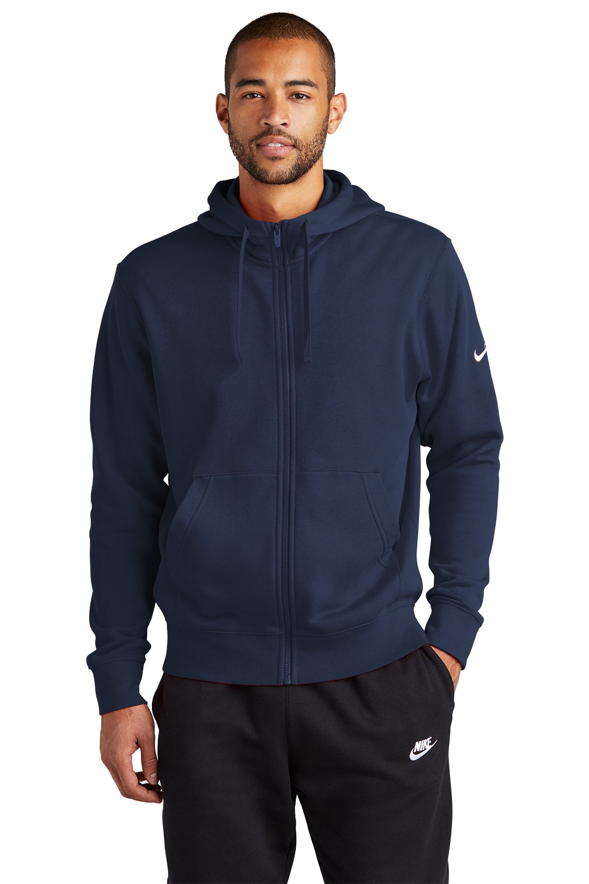 Nike Club Fleece Sleeve Swoosh Full-Zip Hoodie / Midnight Navy
