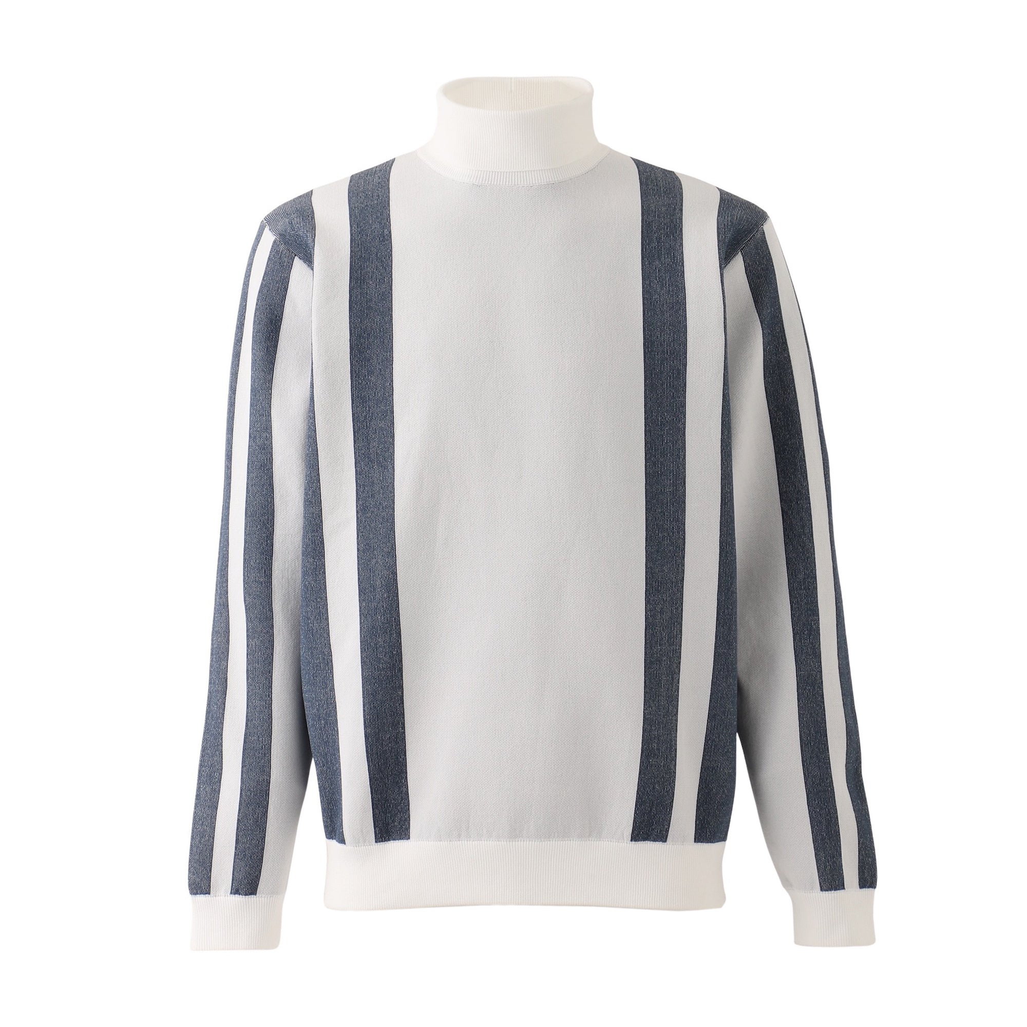 変形ストライプモックネックニット【メンズ】ホワイト – FIDRA