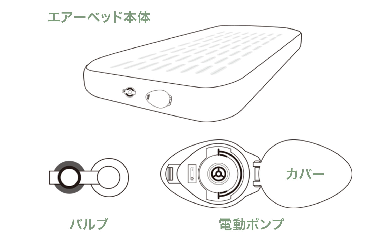 FIELDOOR（フィールドア） | USB充電式ポンプ付きエアーベッド