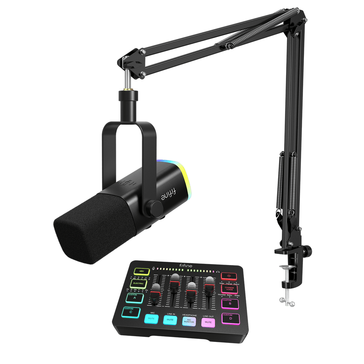 FIFINE Streaming Bundle: AM8T Microphone + SC3 Audio Mixer