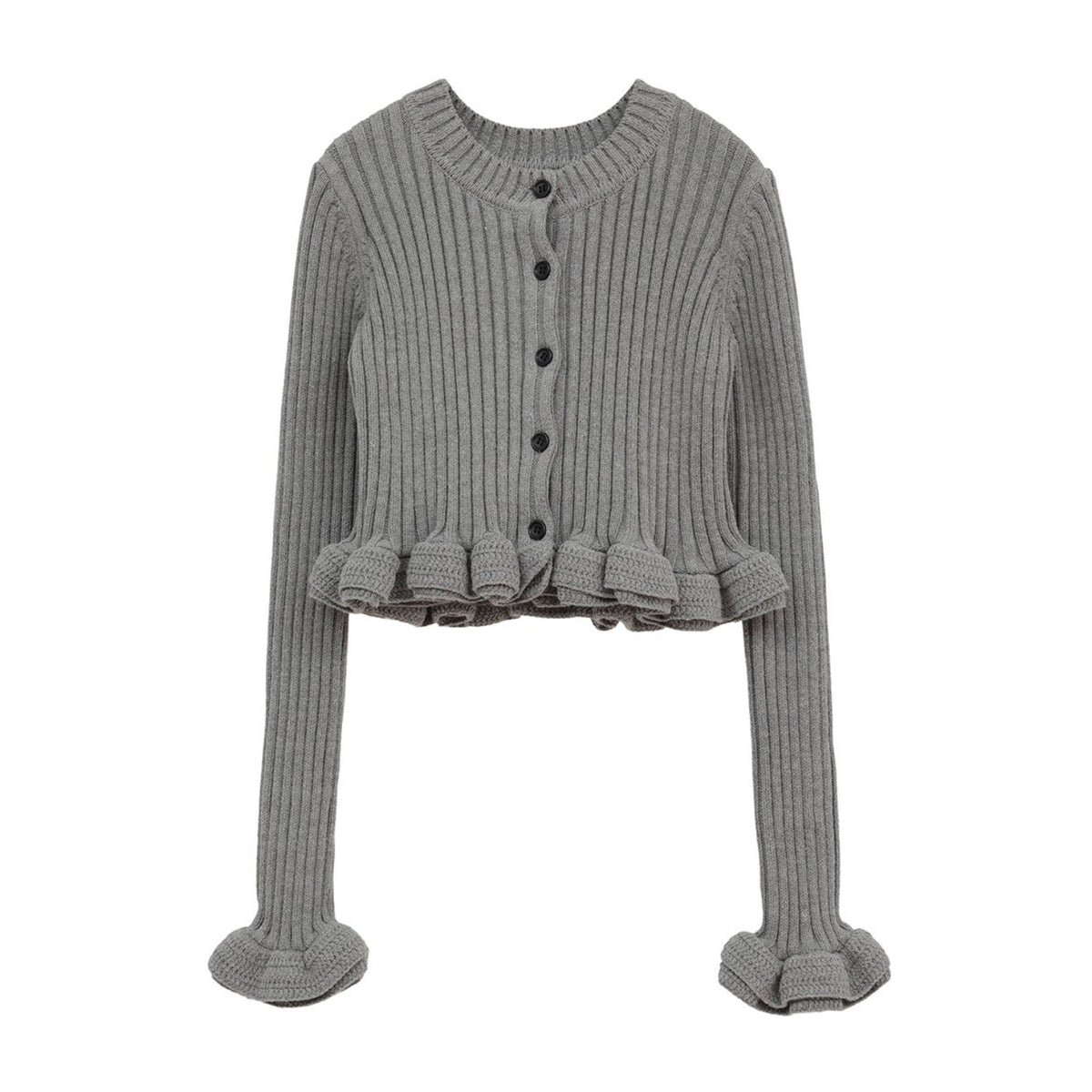 W FACE SHORT FRILLED KNIT TOPS - CLANE (クラネ) - tops (トップス