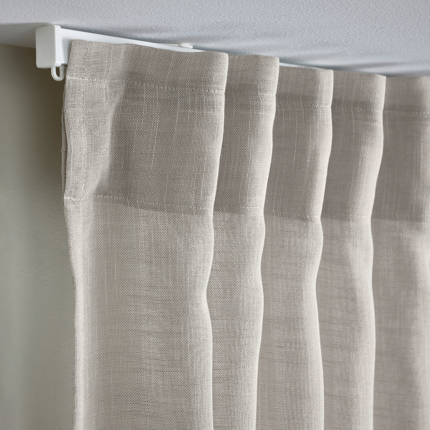HÄLLEBRÄCKA sheer curtains, 1 pair light grey/with heading tape - IKEA