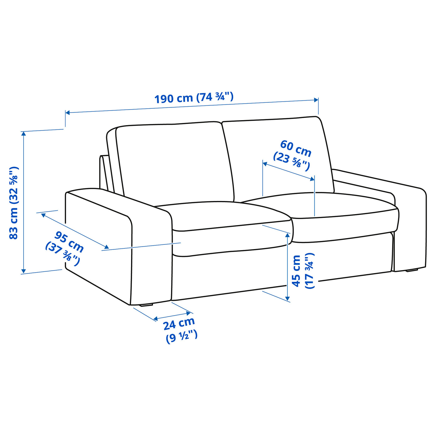 KIVIK 2-seat sofa Tallmyra blue - IKEA