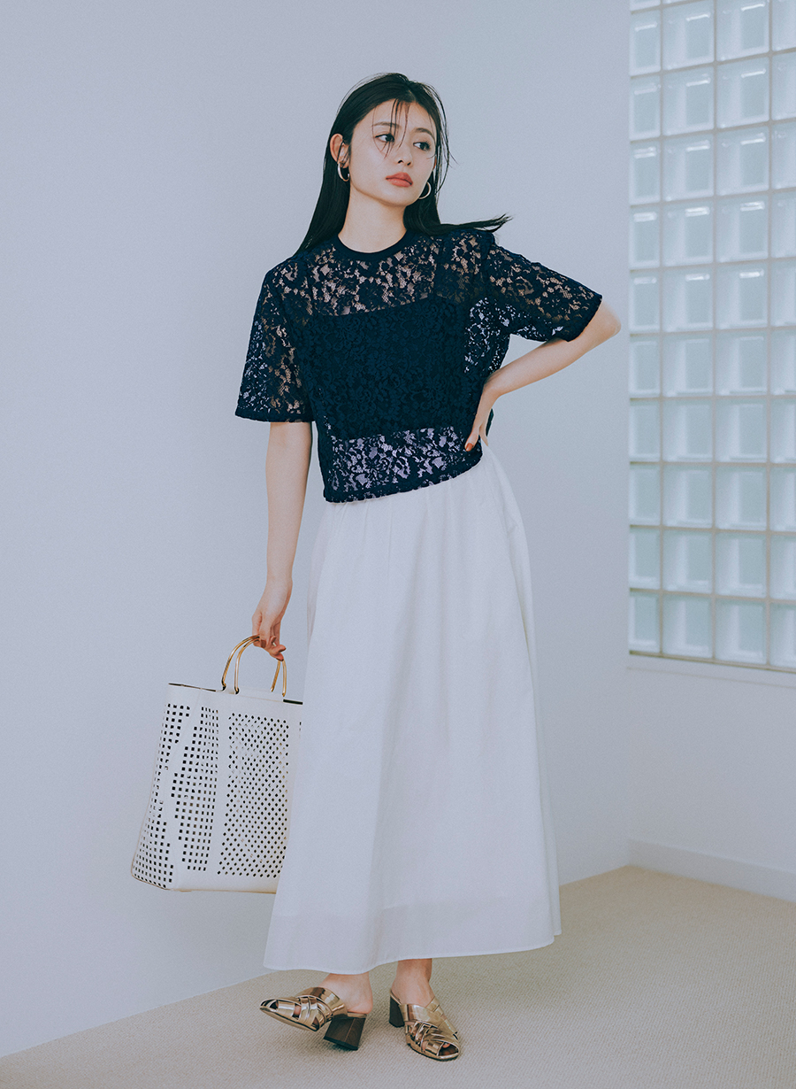 佐藤佳菜子さんコラボ】クロップドレースブラウス｜LOUNIE（ルーニィ