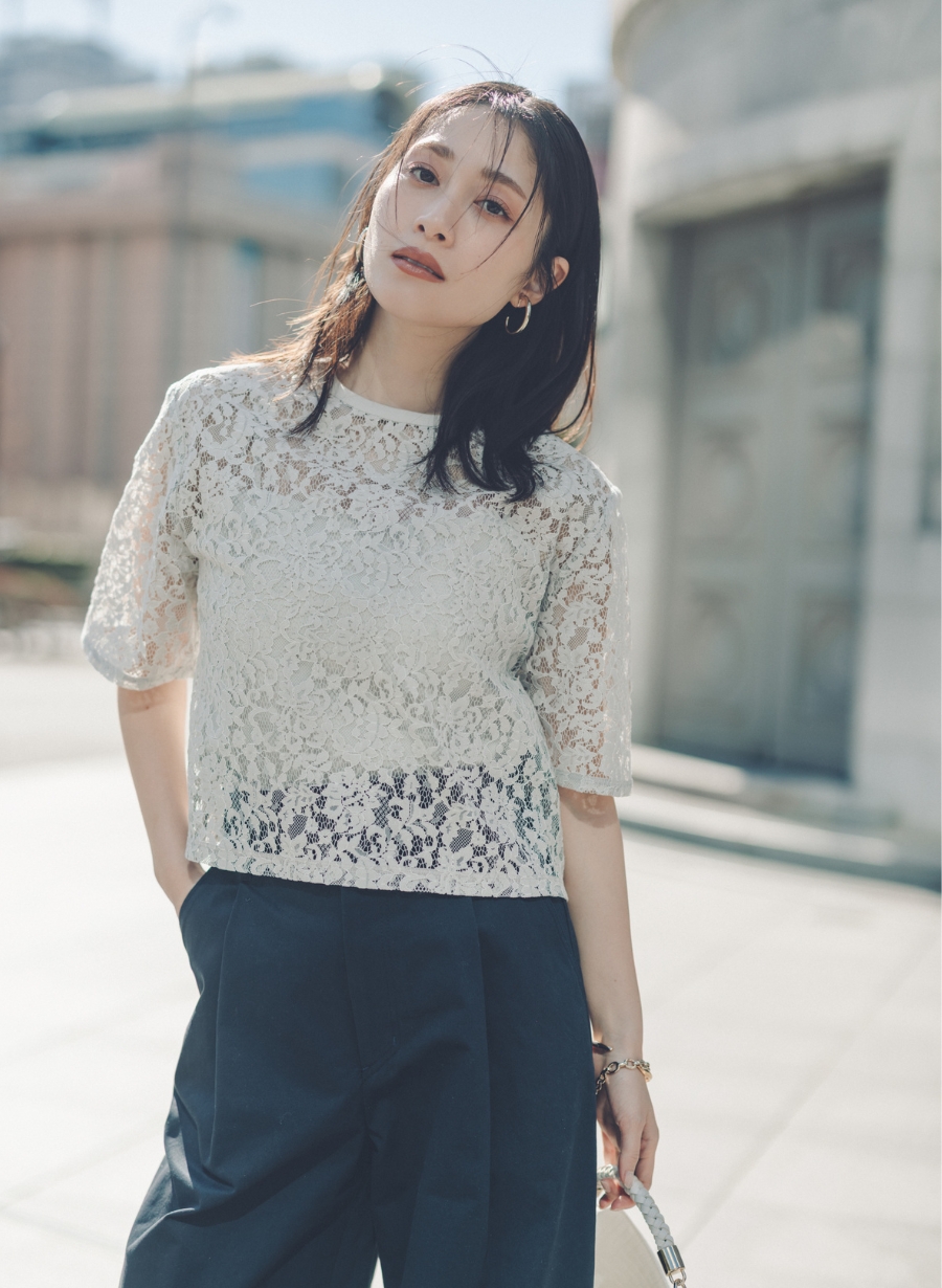 佐藤佳菜子さんコラボ】クロップドレースブラウス｜LOUNIE（ルーニィ