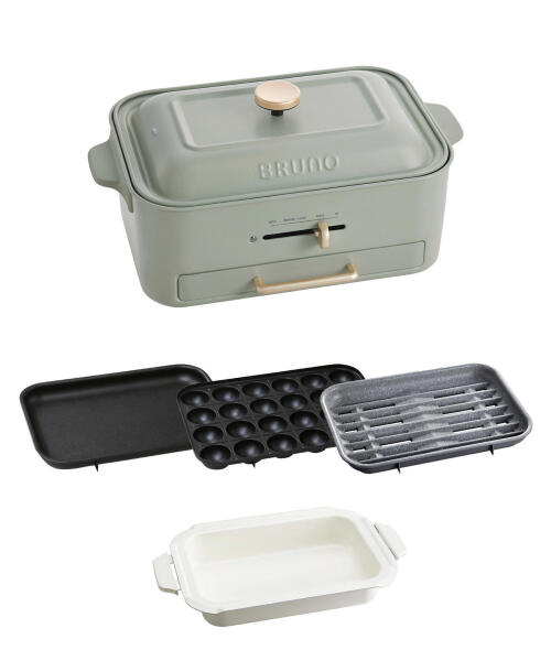 コンパクトグリルホットプレート セラミックコート鍋セット グレージュ