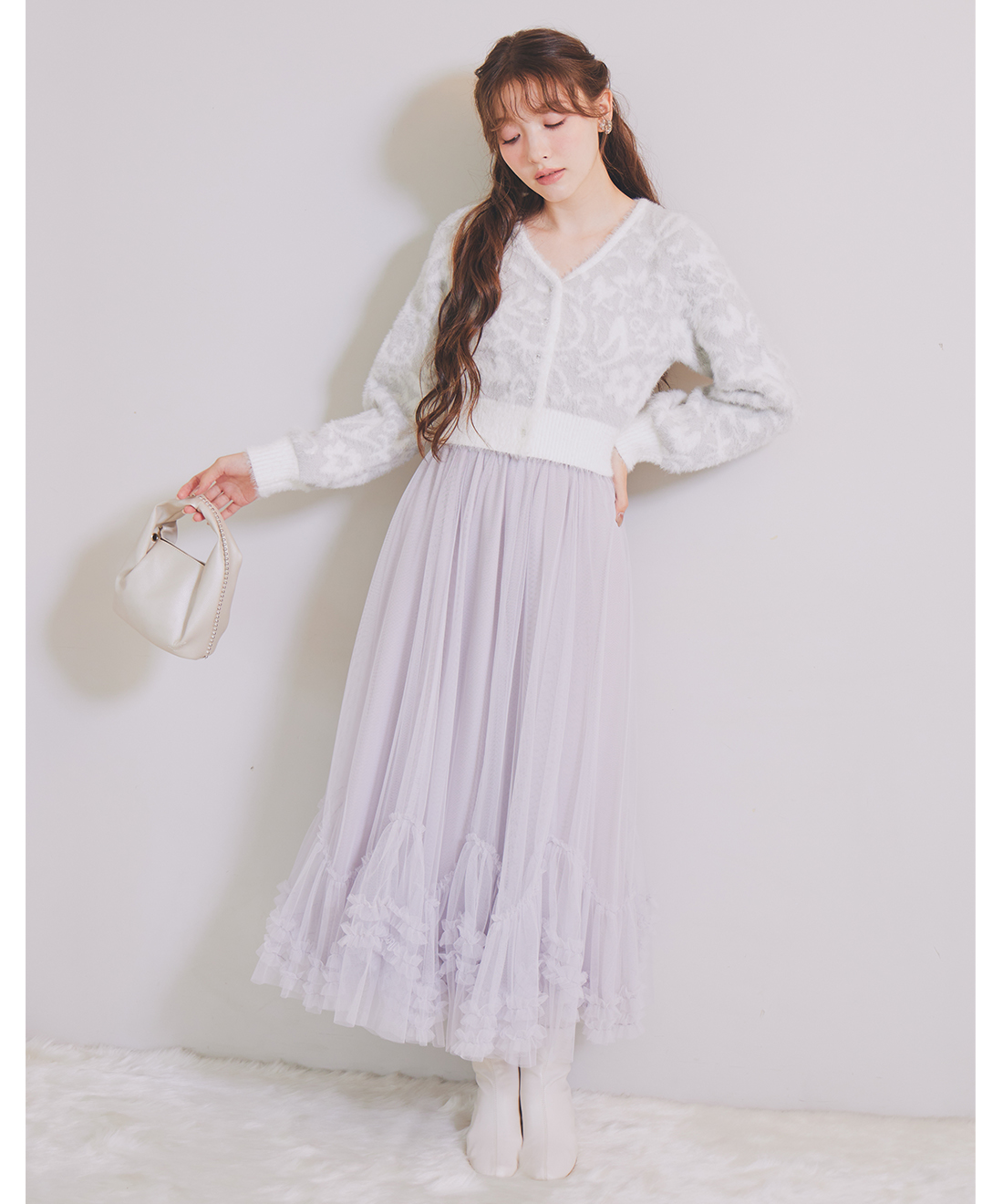 新色追加】ヘムフリルチュールフレアスカート｜PETAL ONLINE（ペタル