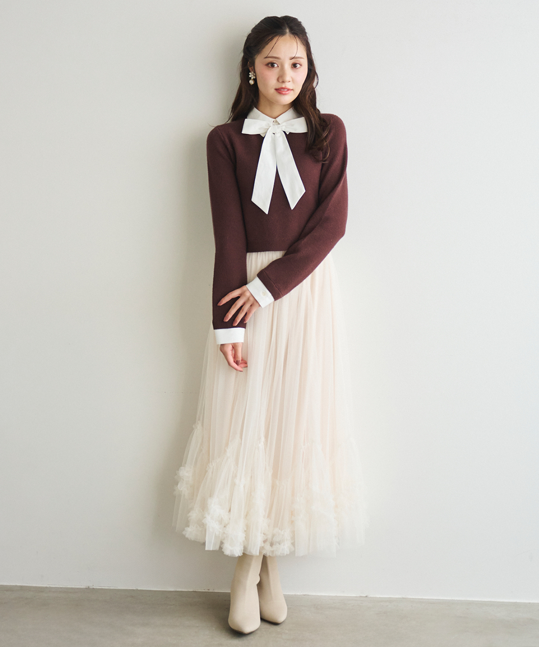 新色追加】ヘムフリルチュールフレアスカート｜PETAL ONLINE（ペタル