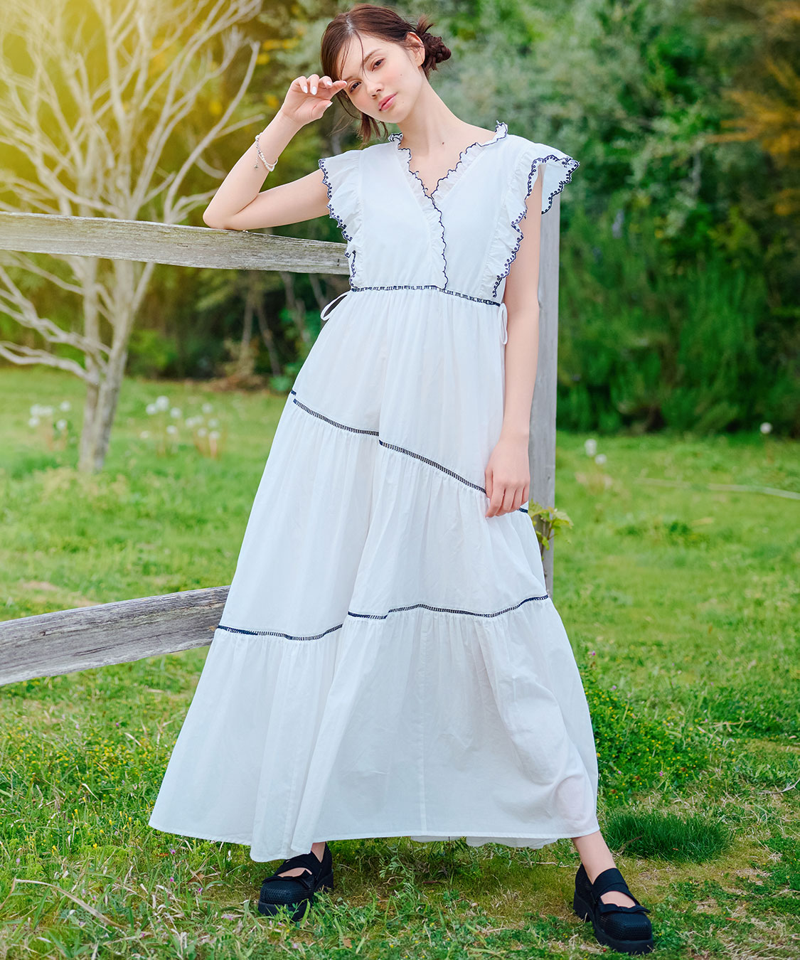 マーガレット フリル ミディワンピース | デシグアル(Desigual