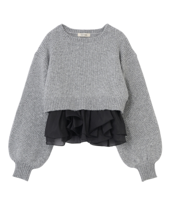 ペプラムブラウス×パフスリーブニットセット｜PETAL ONLINE（ペタル