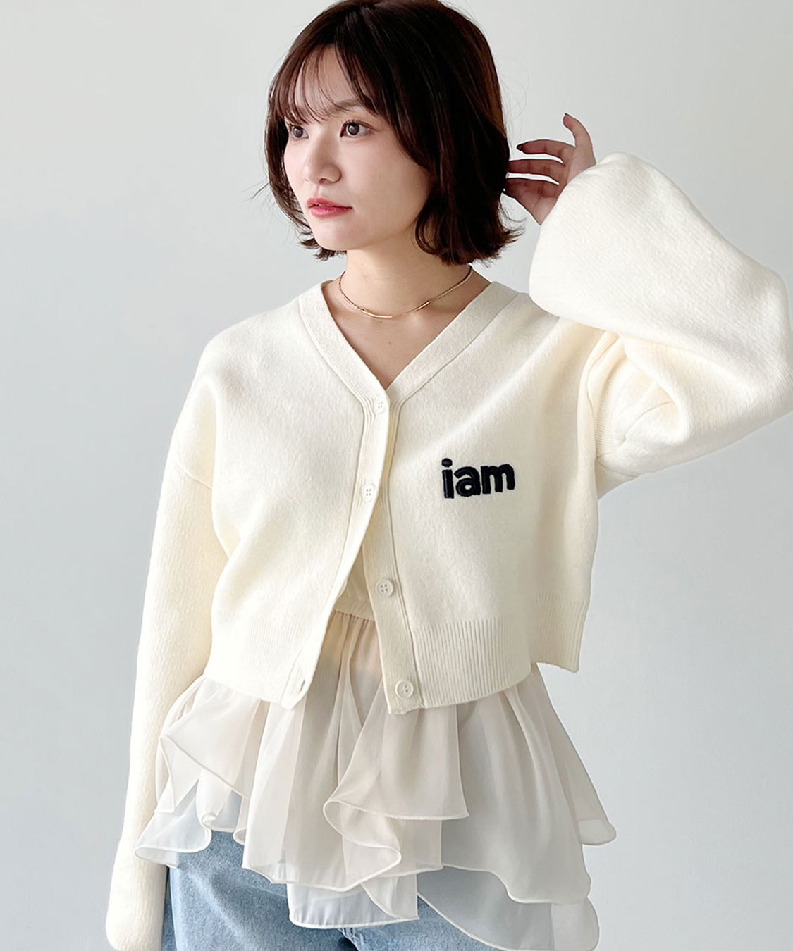 ペプラムブラウス×パフスリーブニットセット｜PETAL ONLINE（ペタル