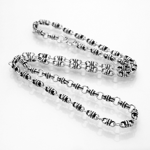 a1929-50-50 デザインチェーンネックレス-Double Circle-シルバー925