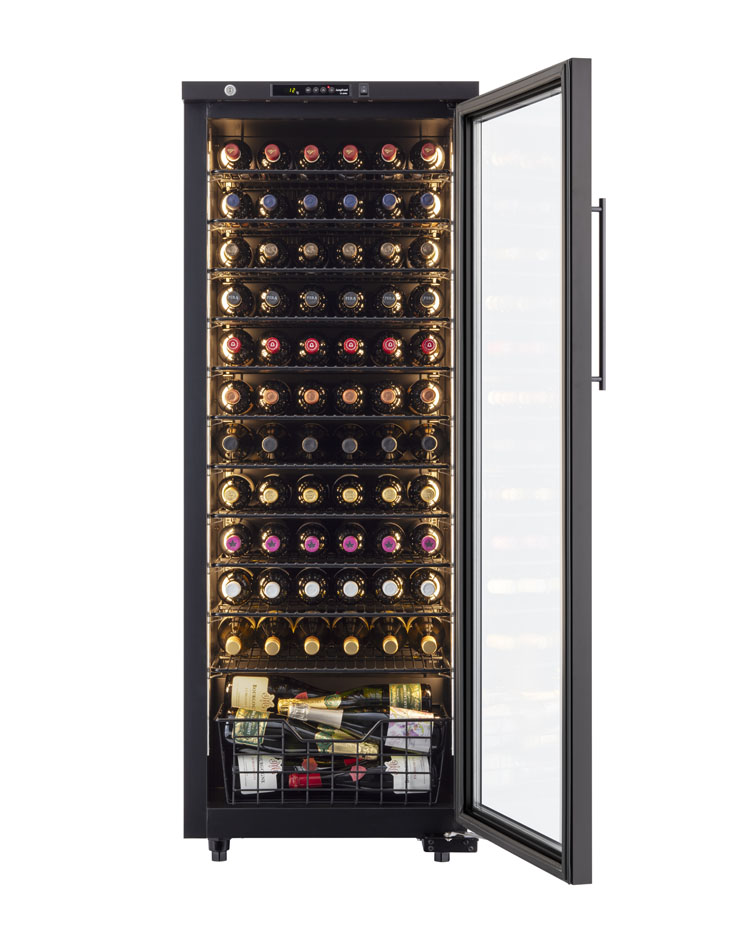 ST-209G(BK) ロングフレッシュ セラー [ガラス扉/右開き/74本収納