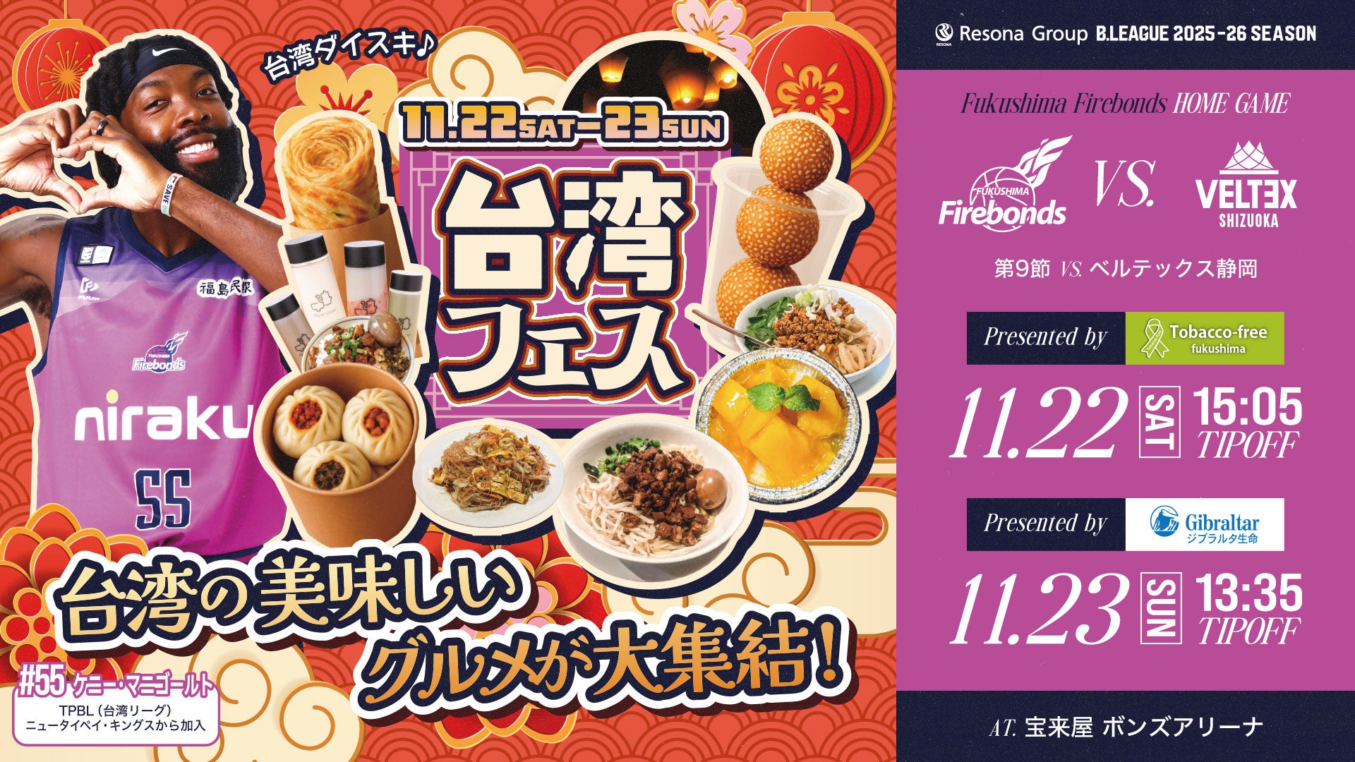 2025年11月23日】福島ファイヤーボンズ対ベルテックス静岡 | B.LEAGUE