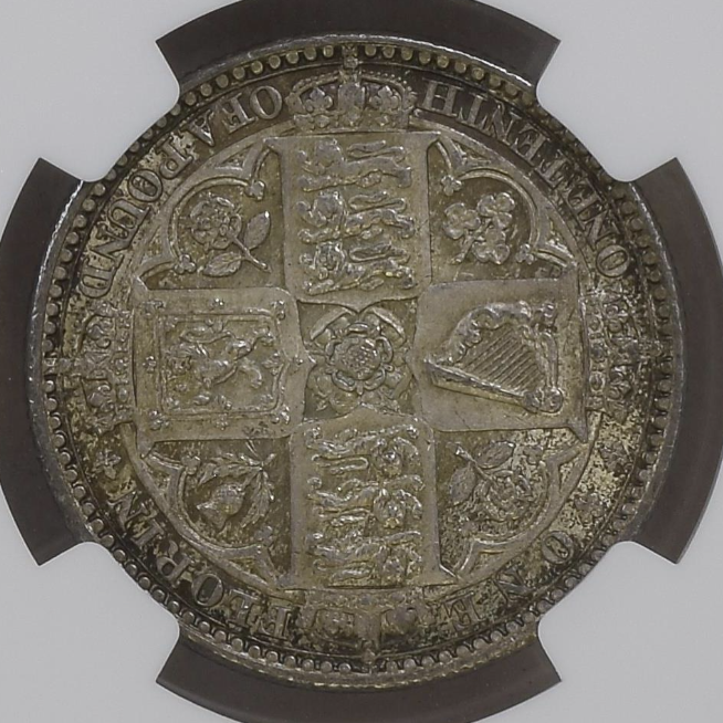 1849年 英国 ヴィクトリア女王 ゴシック ゴッドレス フローリン銀貨