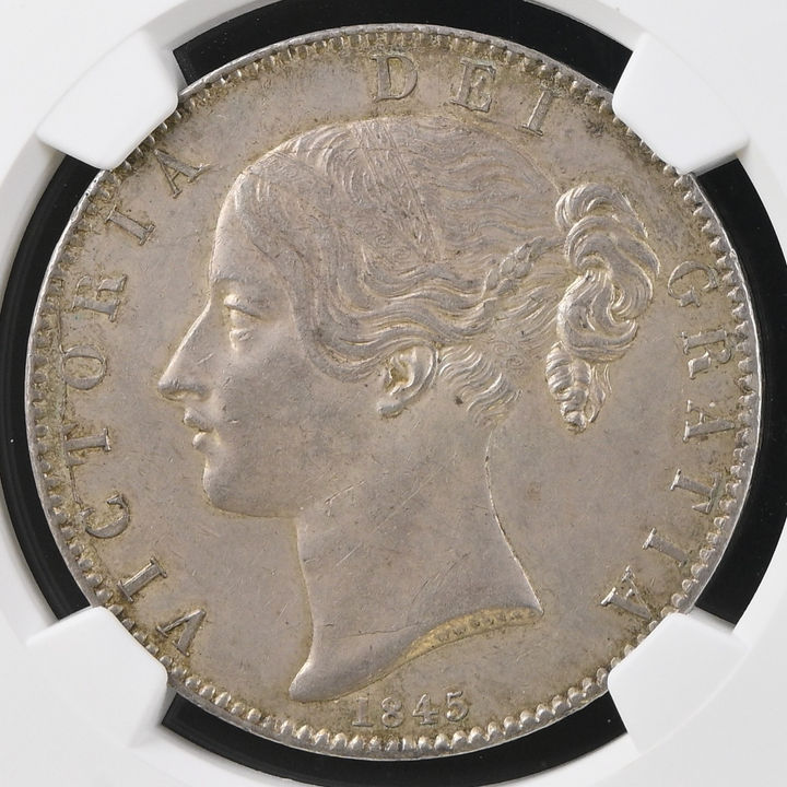 1845年 英国🇬🇧 ヴィクトリア女王 クラウン銀貨 ヤングヘッド NGC
