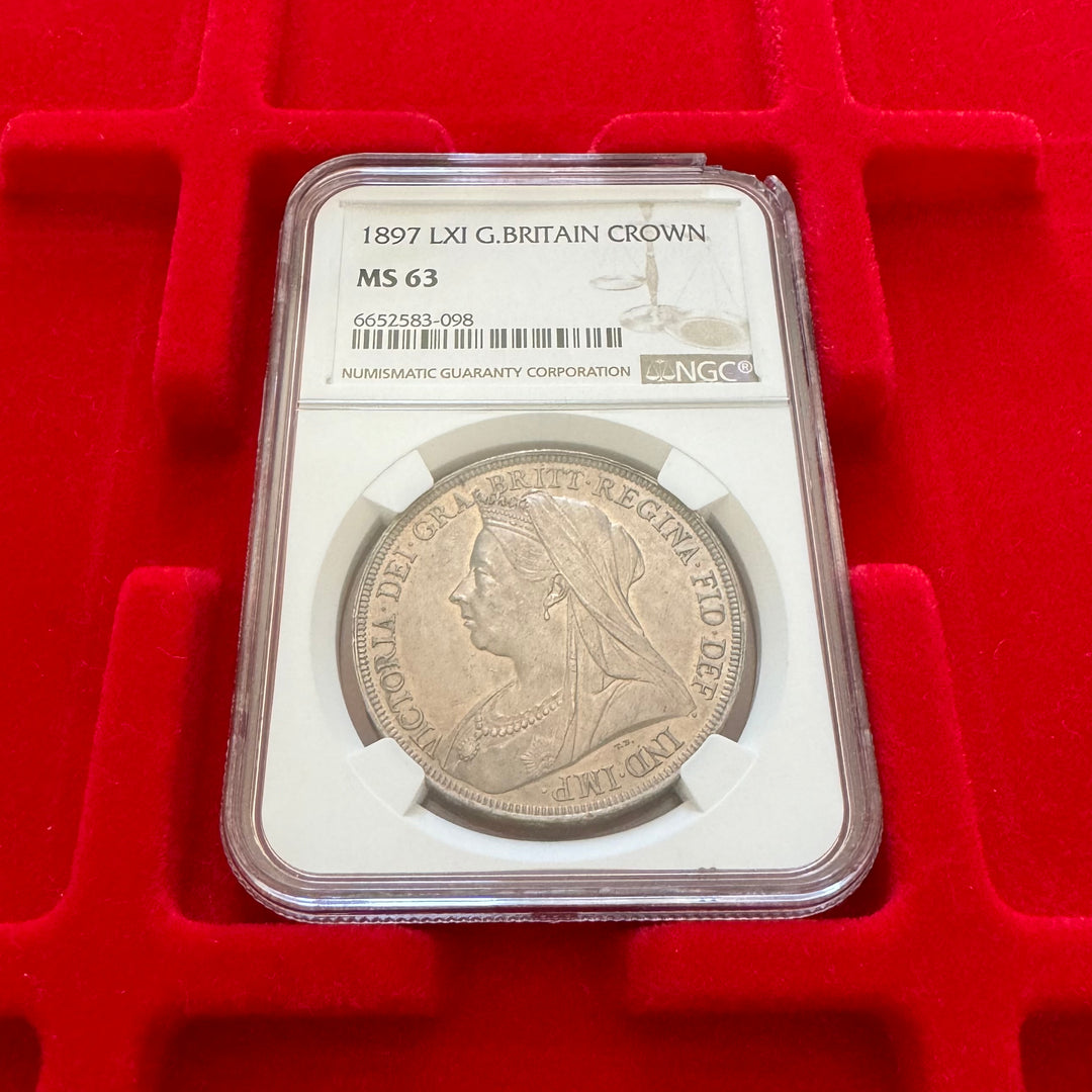 1897年 英国🇬🇧 ヴィクトリア女王 ヴェールヘッド クラウン銀貨 NGC