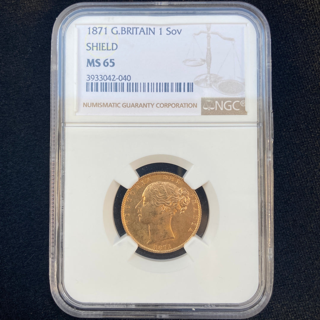 SOLD】1871年 英国 ヴィクトリア ソブリン金貨 MS65 NGC – FIRST SOVEREIGN