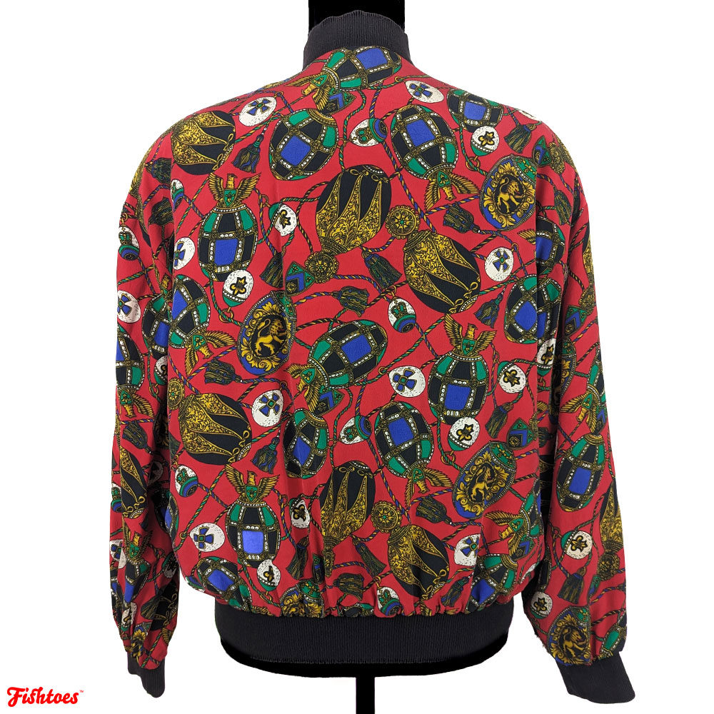 90's CHAIN PATTERN RED ZIP UP JACKET | Fishtoes