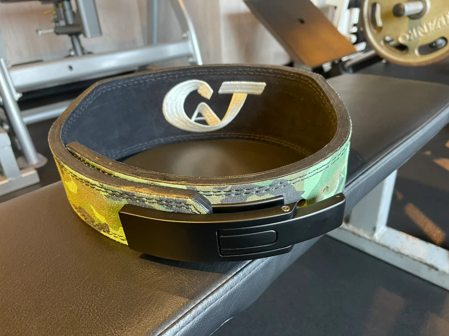 JURASSIC GEAR オリジナルレザーベルト グリーン迷彩 Mサイズ