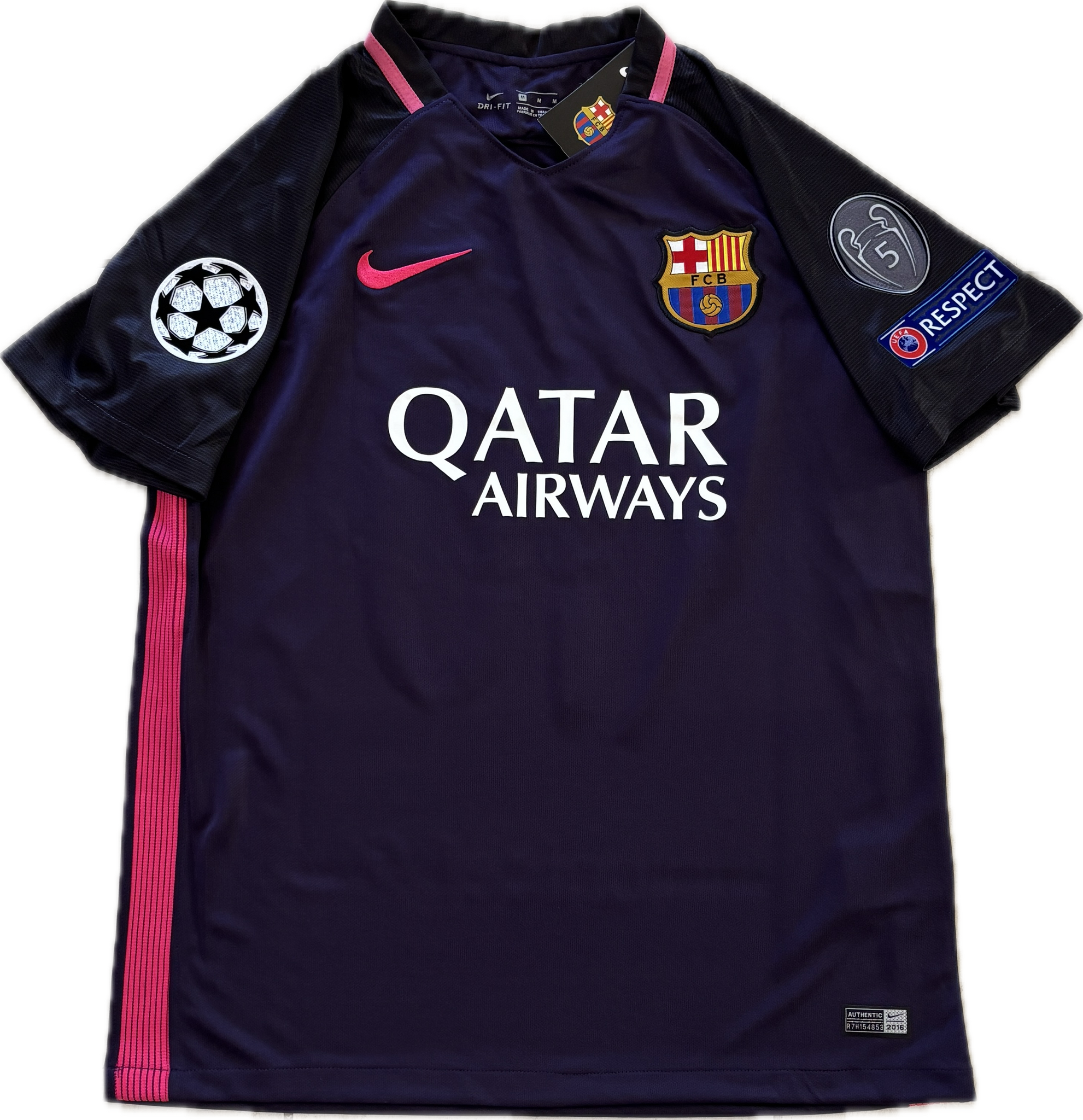 Lionel Messi #10 Nike Barcelona 2017 Purple Away Shirt w/ 5 Titles