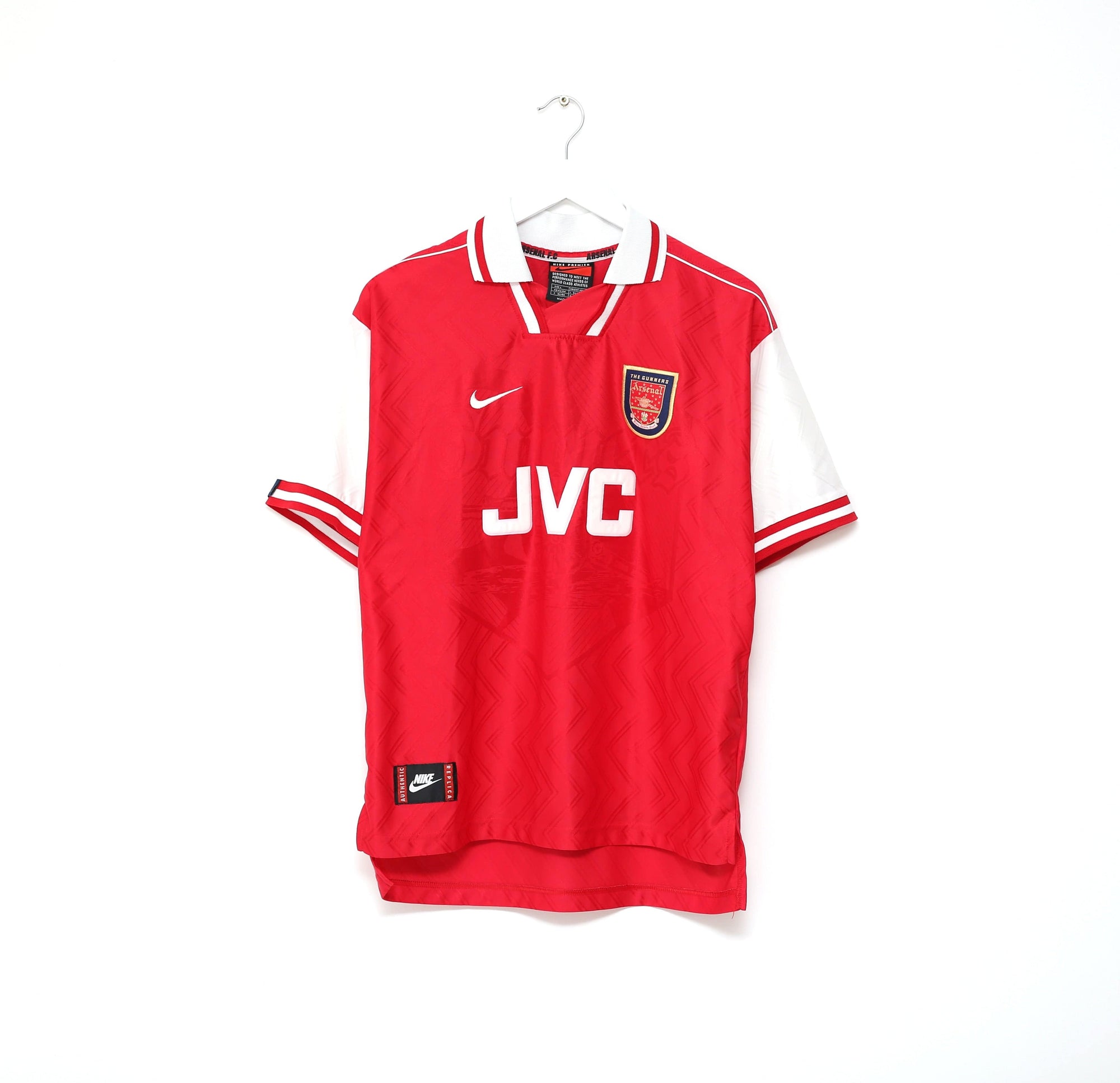1996/98 WRIGHT #8 Arsenal Vintage adidas Home Football Shirt (L