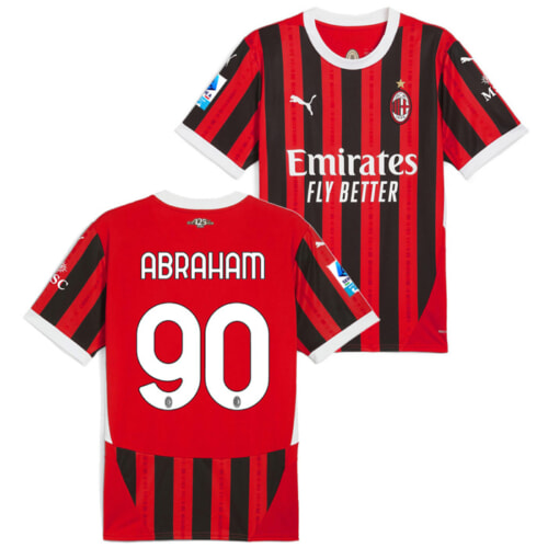 ACミラン 24-25 ホーム 半袖 ユニフォーム No.7 モラタ+セリエAパッチ