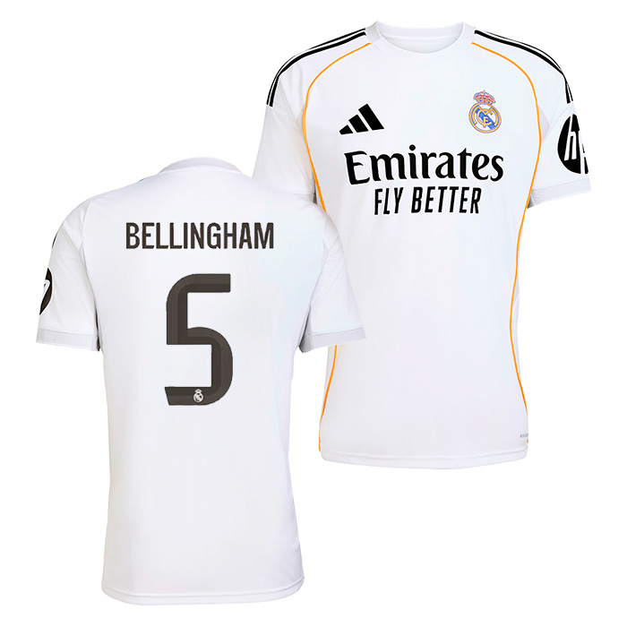 レアルマドリード 25-26 ホーム 半袖 ユニフォーム No.5 ベリンガム