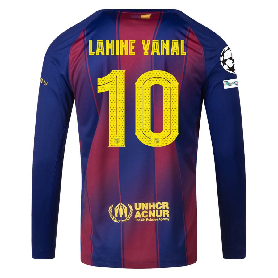 Barca Home Jersey 2025 2026 Lamine Yamal Long Sleeve UCL
