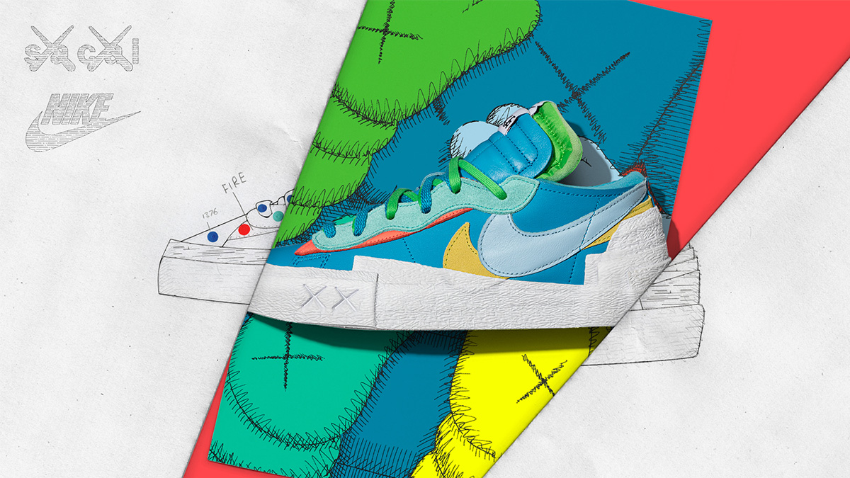 Nike x sacai x KAWS Blazer Low 'Neptune Blue' | Draws Closed