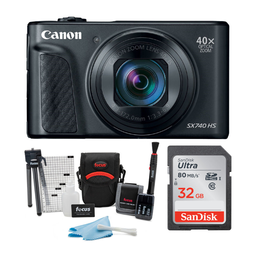Canon Powershot SX740 HS Digital Camera (Black) with 32GB SD Card