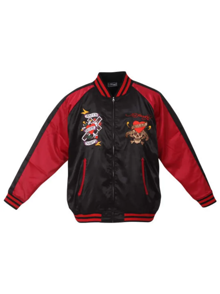 グレー系 【EdHardy(エドハーディ)】刺繍スカジャン ＊カタログ商品