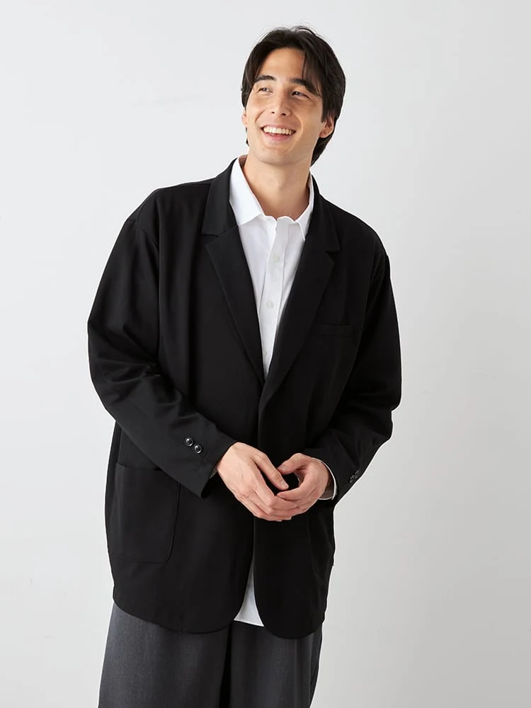 ブラック 【TSC】ダンボールニットテーラードジャケット | フォーエル