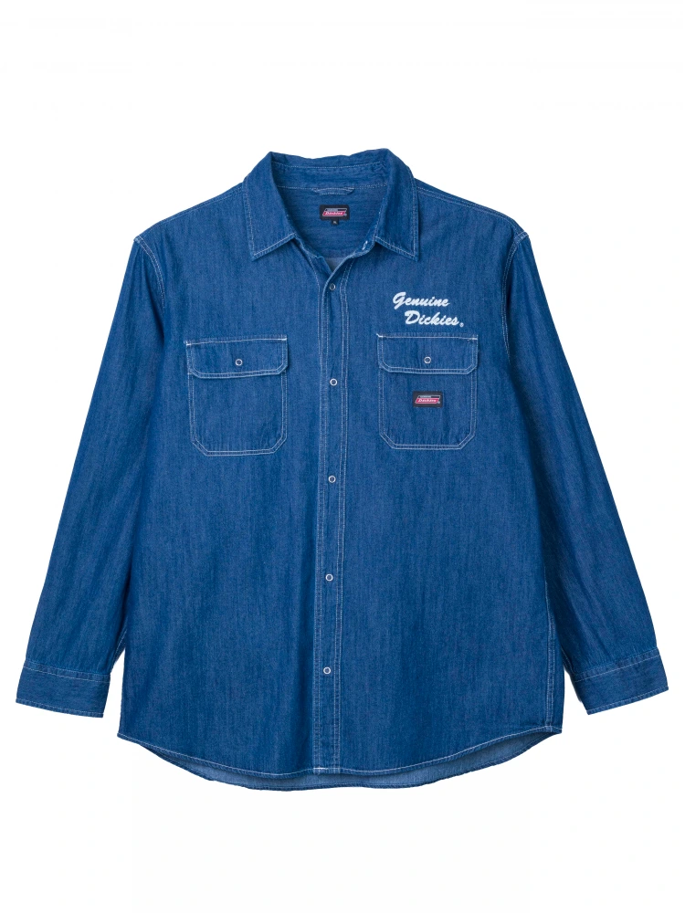 ブルー 【GENUINE DICKIES】ツイル刺繍入りワークシャツ | フォーエル